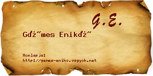 Gémes Enikő névjegykártya